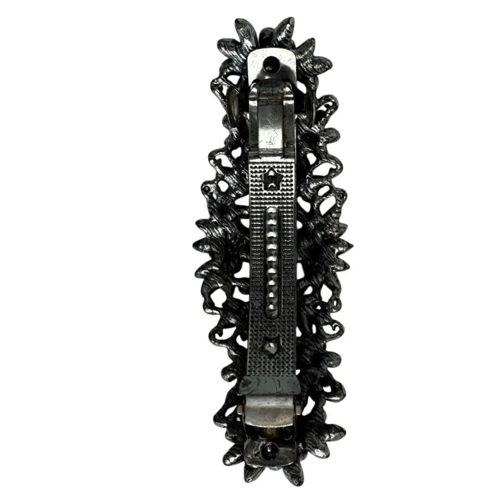 FLOWER AND PETAL RHINESTONE AND METAL BARRETTE HAIR JEWELRY